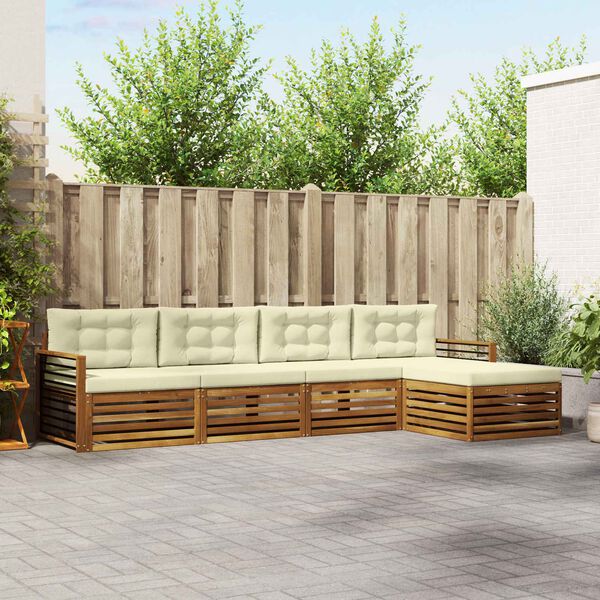 vidaXL Set vanjskih sofa s jastukom 5 pcs Prirodna i krem