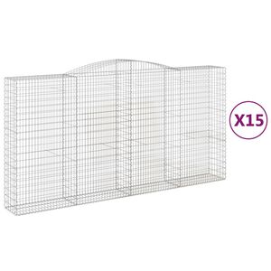 vidaXL Lučne gabionske ko&scaron;are 15kom 400x50x200/220cm pocinčano željezo