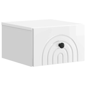 vidaXL Noćni ormarić za montažu na zid s ladicama Bijela visokog sjaja