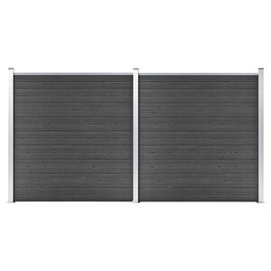 vidaXL Set panela za ogradu WPC 353 x 186 cm crni