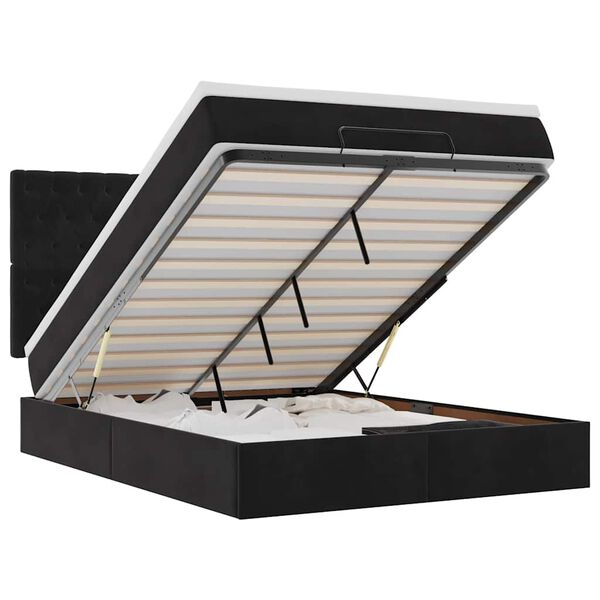 vidaXL Otomanski krevet s madracima crni 140x190cm bar&scaron;unasti