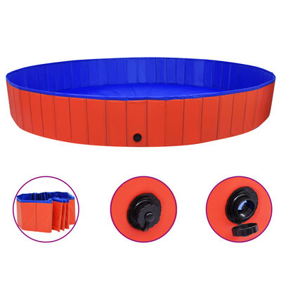 vidaXL Sklopivi bazen za pse crveni 300 x 40 cm PVC