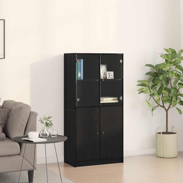 vidaXL Highboard Crni hrast 68 x 37 x 142 cm