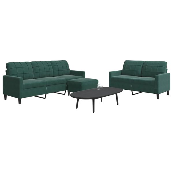 vidaXL 3-dijelni set sofa s jastucima tamnozeleni bar&scaron;unasti