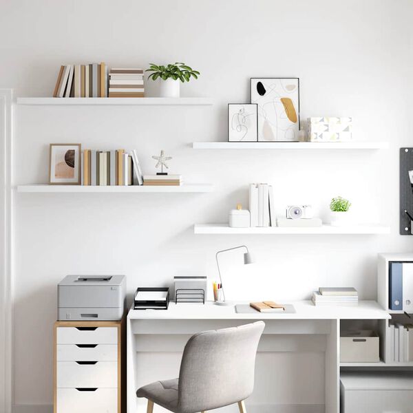 vidaXL Plutajuće zidne police 4 kom bijele 120 x 23,5 x 3,8 cm MDF