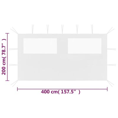 vidaXL Bočni zid za sjenicu s prozorima 4 x 2 m bijeli