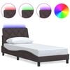 vidaXL Okvir za krevet s LED rasvjetom bez madraca tamnosmeđi 90x190 cm tkanina