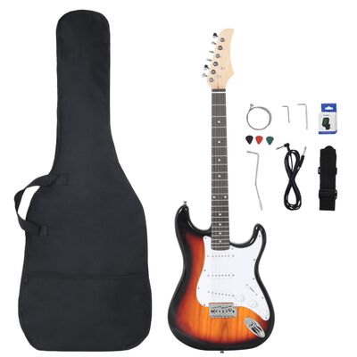 vidaXL Električna gitara za početnike s torbom smeđe-bijele 4/4 39 "