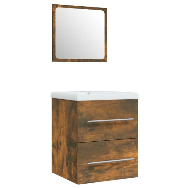 vidaXL Ormarić s ugrađenim umivaonikom boja dimljenog hrasta drveni