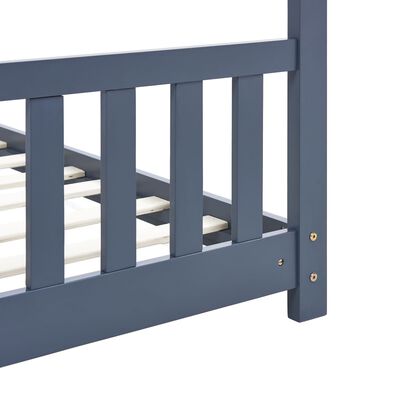 vidaXL Okvir za dječji krevet od masivne borovine sivi 70 x 140 cm