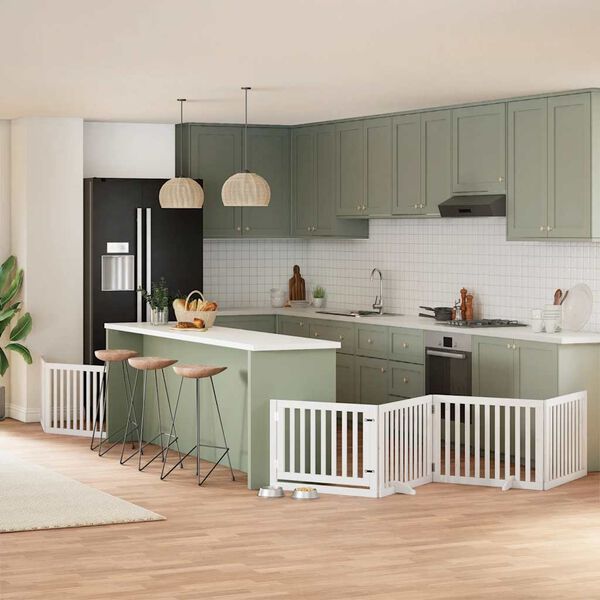 vidaXL Vrata za pse s vrata&scaron;cima 6 panela sklopiva 480 cm drvo topole