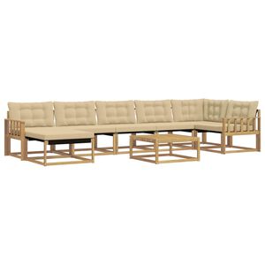 vidaXL Set vanjskih sofa 8 kom. Bijela i bež Čvrsto drvo akacije