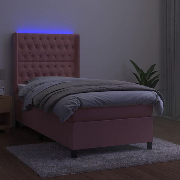 vidaXL Krevet box spring s madracem LED ružičasti 80x200 cm bar&scaron;unasti