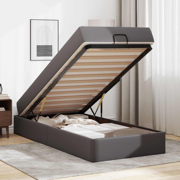 vidaXL Okvir kreveta s madracem s madracem 2 pcs Siva PVC