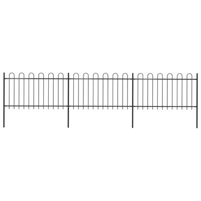 vidaXL Vrtna ograda s ukrasnim lukovima čelična 5,1 x 1 m crna