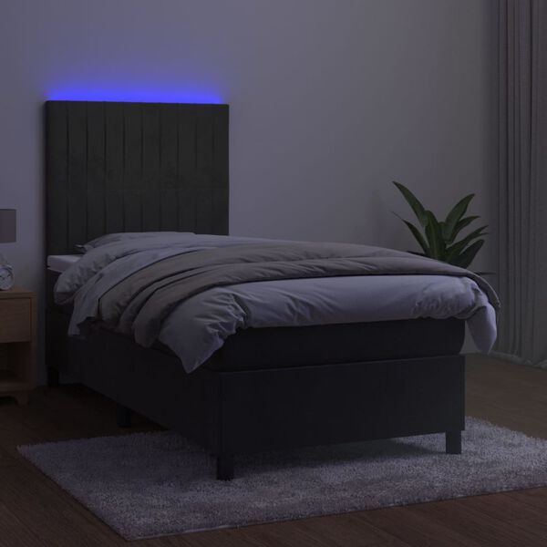 vidaXL Krevet box spring s madracem LED tamnosivi 80 x 200 cm bar&scaron;un