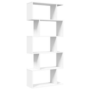 vidaXL Pregrada za sobe s 5 katova, bijela, 70x24x161 cm, inženjerski drvo