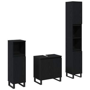 vidaXL Set namje&scaron;taja za kupaonicu 3 kom. Crni hrast 30 x 30 x 190 cm