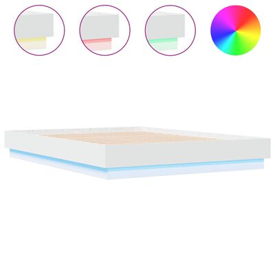 vidaXL Okvir kreveta s LED svjetlima bijeli 135 x 190 cm