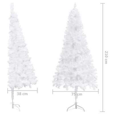 vidaXL Kutno umjetno božićno drvce LED s kuglicama bijelo 210 cm PVC