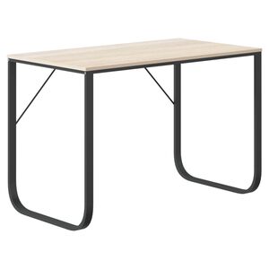 vidaXL Stol za računalo crni i boja hrasta 110 x 60 x 73 cm od iverice