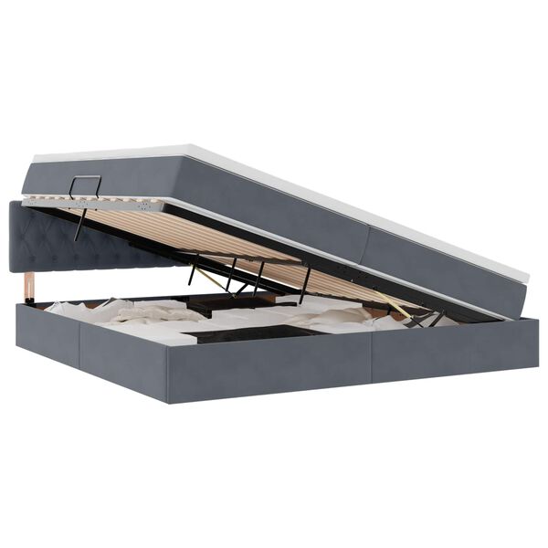 vidaXL Krevet s od storage s madracem Tamno siva 200 x 200 cm Bar&scaron;un