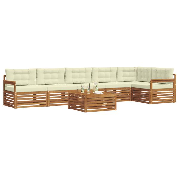 vidaXL Set vanjskih sofa s jastukom 7 pcs Prirodna i krem