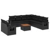 vidaXL 10-dijelni set vrtnih sofa s jastucima crni od poliratana