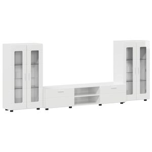 vidaXL Set TV komoda FLORIN 3 pcs Visoki sjaj bijela Konstruirano drvo