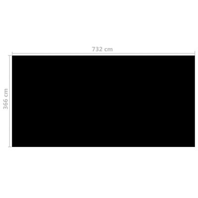vidaXL Pokrivač za bazen crni 732 x 366 cm PE