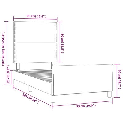 vidaXL Okvir za krevet s uzglavljem svjetlosivi 90x200 cm baršunasti