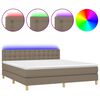 vidaXL Krevet box spring s madracem LED smeđesivi 180x200 cm tkanina