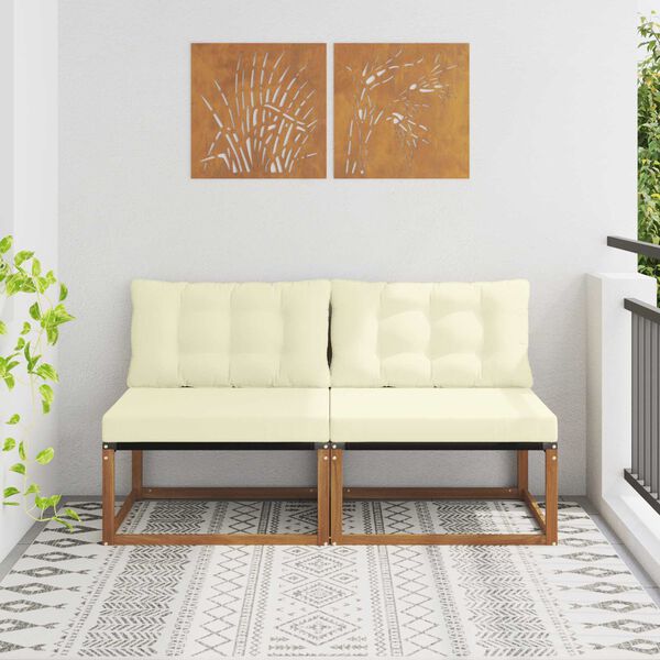 vidaXL 2 Komad Srednja sofa za van Čvrsto drvo akacije Prirodna