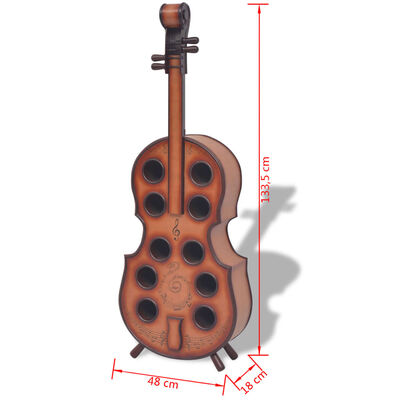 vidaXL Vinski stalak u obliku violine za 10 boca smeđi