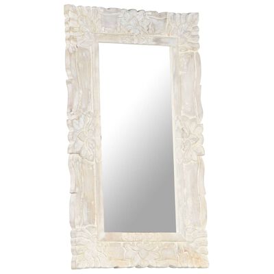 vidaXL Ogledalo bijelo 80 x 50 cm od masivnog drva manga