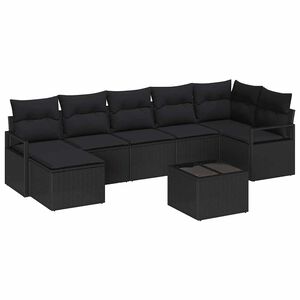 vidaXL Set sofe s jastukom s pohranom 8 pcs Crna poliratan