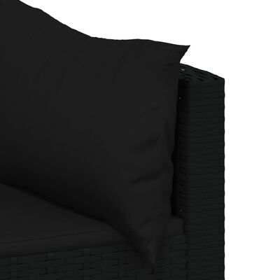vidaXL 3-dijelna vrtna garnitura od poliratana s jastucima crna
