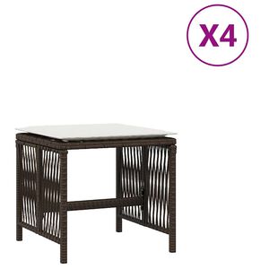 vidaXL Vrtni taburei s jastucima 4 kom smeđi 41x41x36 cm od poliratana