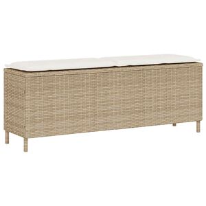 vidaXL Vrtna klupa s jastukom bež 110x30x40,5 cm poli ratan