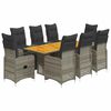 vidaXL 9-dijelni vrtni bistro set od poliratana s jastucima sivi