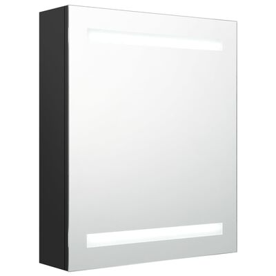 vidaXL LED kupaonski ormarić s ogledalom crni 50 x 14 x 60 cm