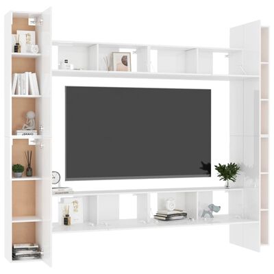 vidaXL 8-dijelni set TV ormarića visoki sjaj bijeli od iverice