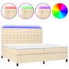 vidaXL Krevet box spring s madracem LED krem 200x200 cm od tkanine