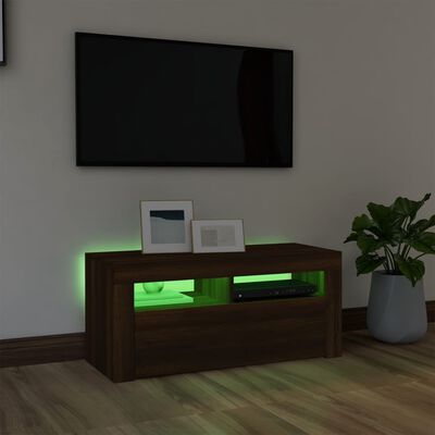 vidaXL TV ormarić s LED svjetlima boja smeđeg hrasta 90 x 35 x 40 cm