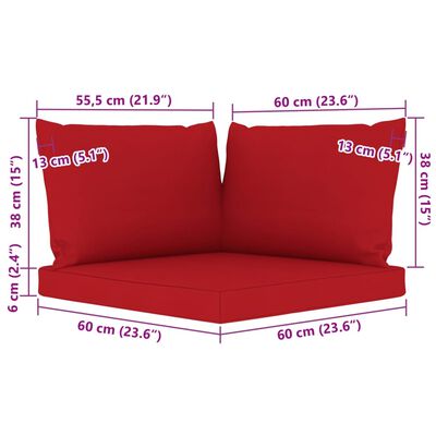 vidaXL 6-dijelna vrtna garnitura s crvenim jastucima