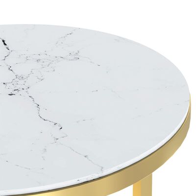 vidaXL Bočni stolić zlatni s bijelim mramorom 45 cm od kaljenog stakla