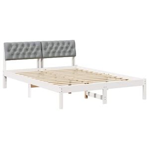 vidaXL Okvir kreveta s uzglavljem Bijela i svijetlosiva 160 x 200 cm