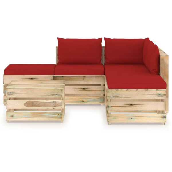 vidaXL 6-dijelna vrtna garnitura s jastucima zeleno impregnirano drvo