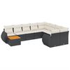 vidaXL 10-dijelni set vrtnih sofa s jastucima crni od poliratana