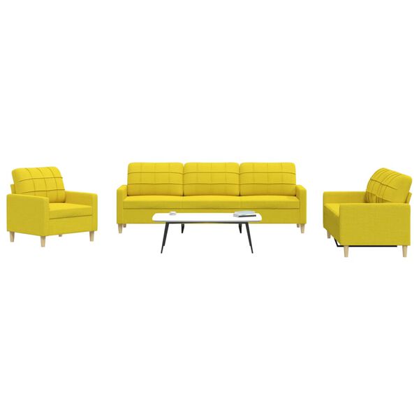 vidaXL 3-dijelni set sofa svjetložuti od tkanine
